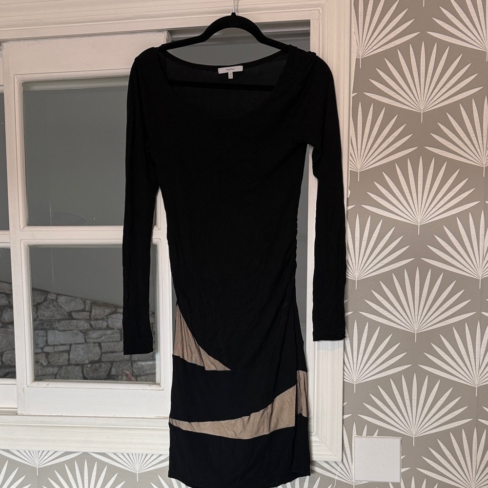 Mystree Black and Tan Long Sleeve Dress